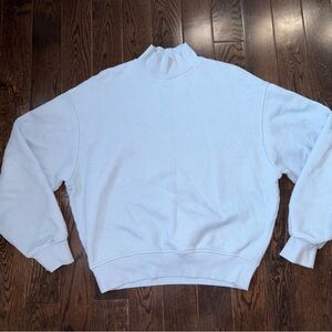Aritzia TNA Cozy Fleece— Light Blue Mock Neck Sweatshirt